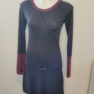 Superdry XS Gray Maroon Long Sleeve Dress